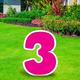 Pink Number (3) Corrugated Plastic Yard Sign, 24in